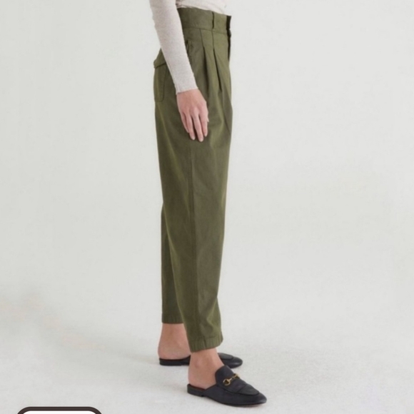 Edwin Isla Juniper olive green pleated wide leg barrel pants size 26 (size 2/4) - Picture 3 of 13